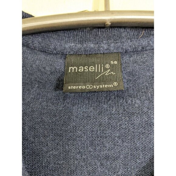 Vintage Merino Wool Mens Sweater XL Euro 58 V Neck Pullover Blue Striped Austria - Picture 3 of 5